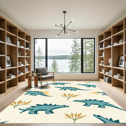 Blue Stegosaurus With Autumn Foliage Rug
