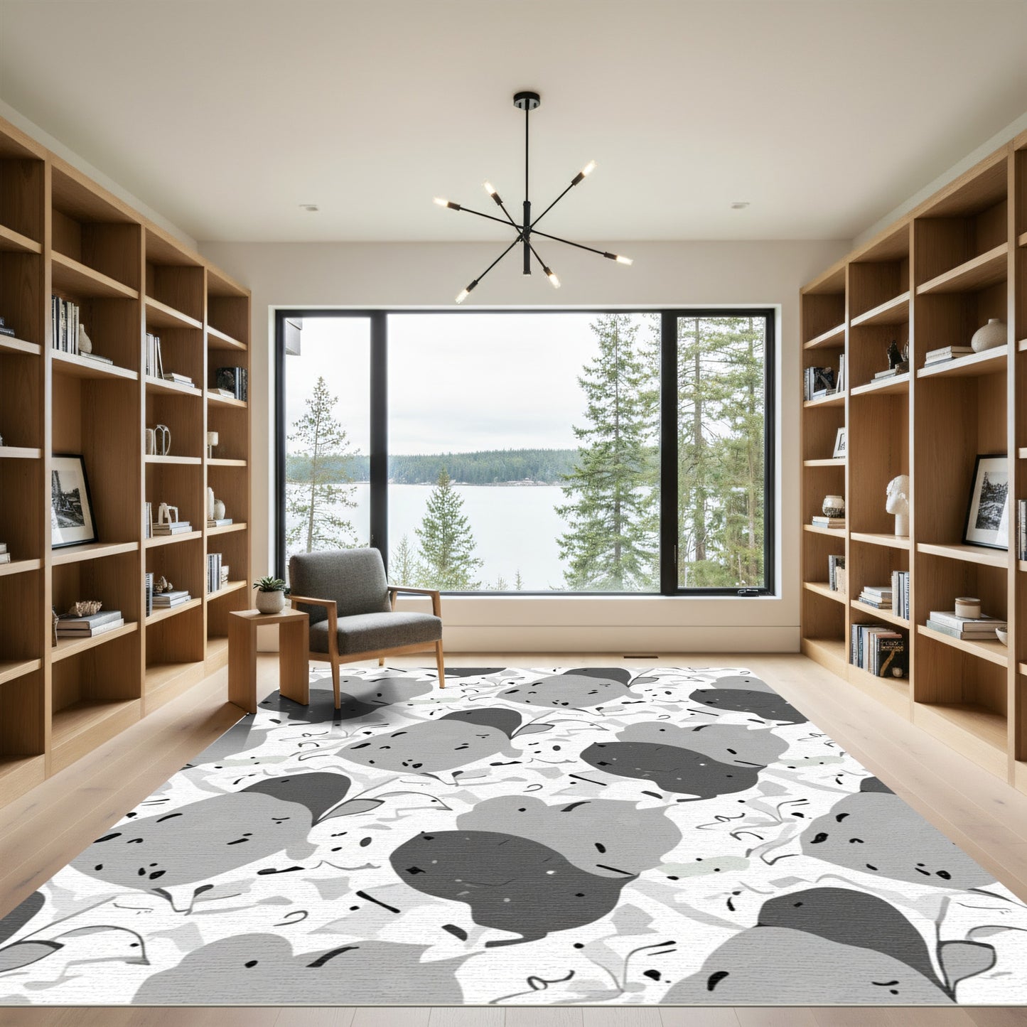 Monochromatic Abstract Blob Garden Rug