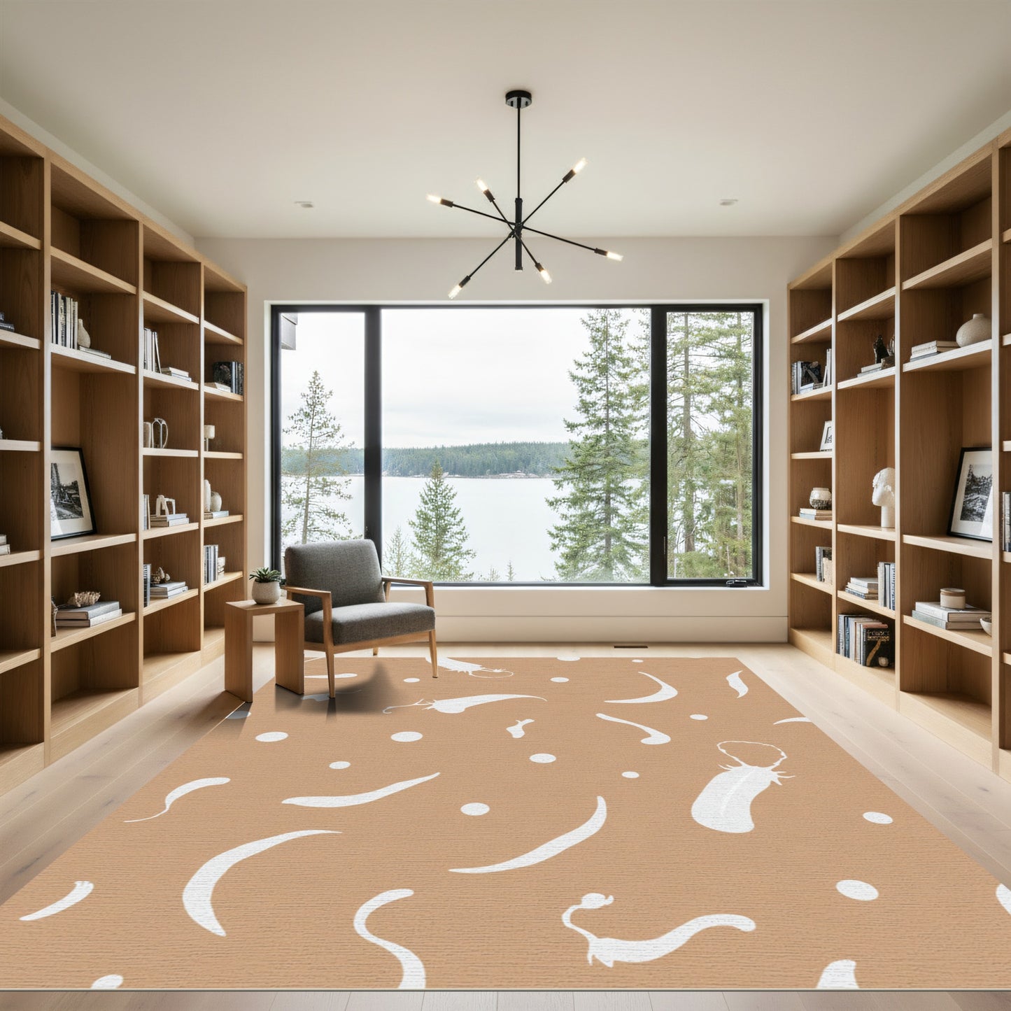 Neutral White Abstract Scatter Rug