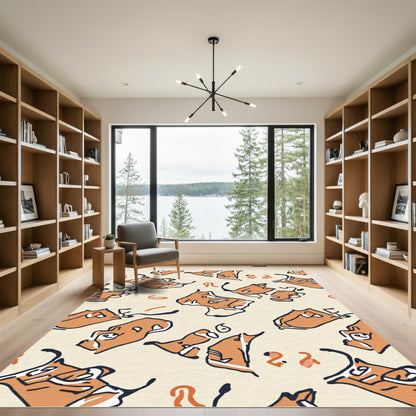 Orange Contemporary Sketchy Figures Rug