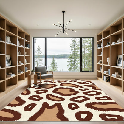 Brown Tan Spots Animal Print Rug