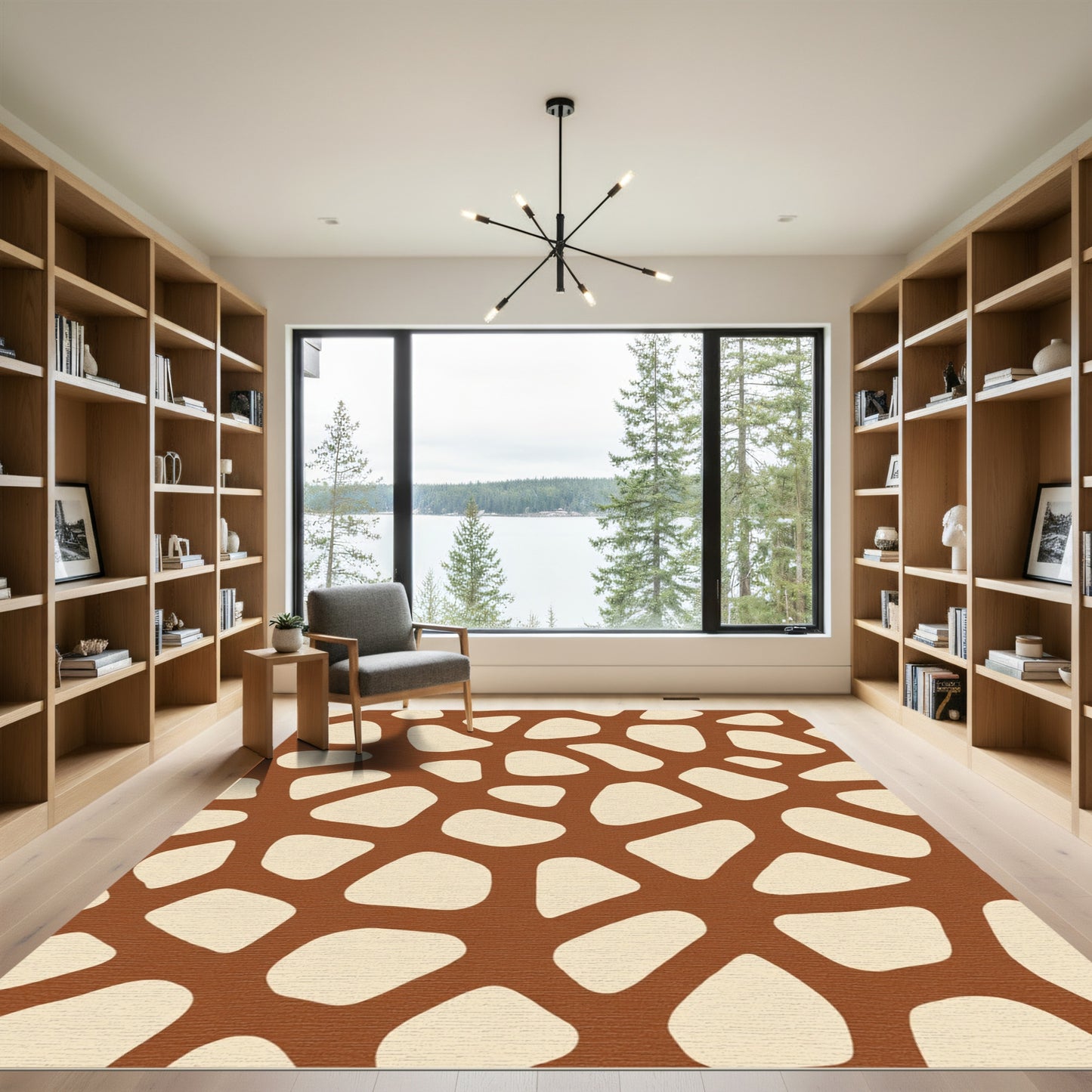 Terra Cotta Abstract Organic Patchwork Rug