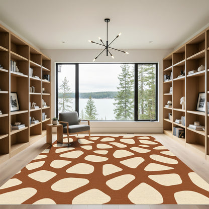Terra Cotta Abstract Organic Patchwork Rug