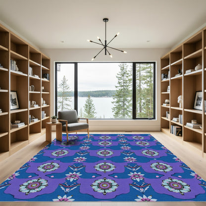 Fabulous Blue Purple Floral Medallion Rug