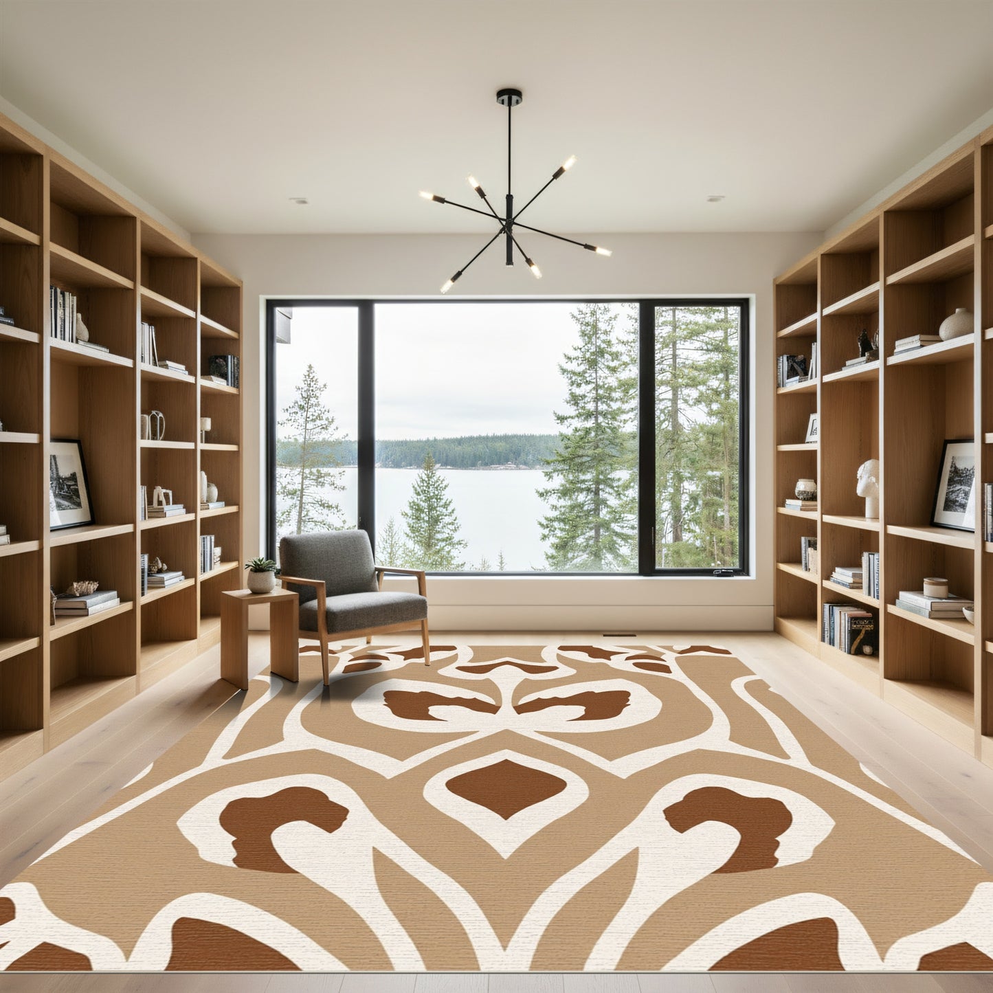 Earthy Brown Organic Cutout Medallion Rug
