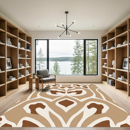 Earthy Brown Organic Cutout Medallion Rug