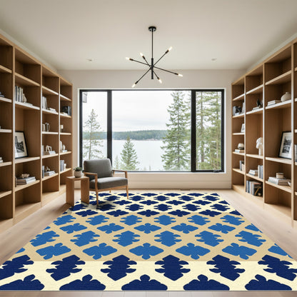 Blue Crimson Lattice Diamond Arrangement Rug