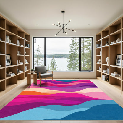 Vibrant Pink Purple Wave Landscape Rug
