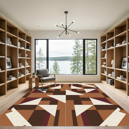 Geometric Earth Tones Abstract Composition Rug