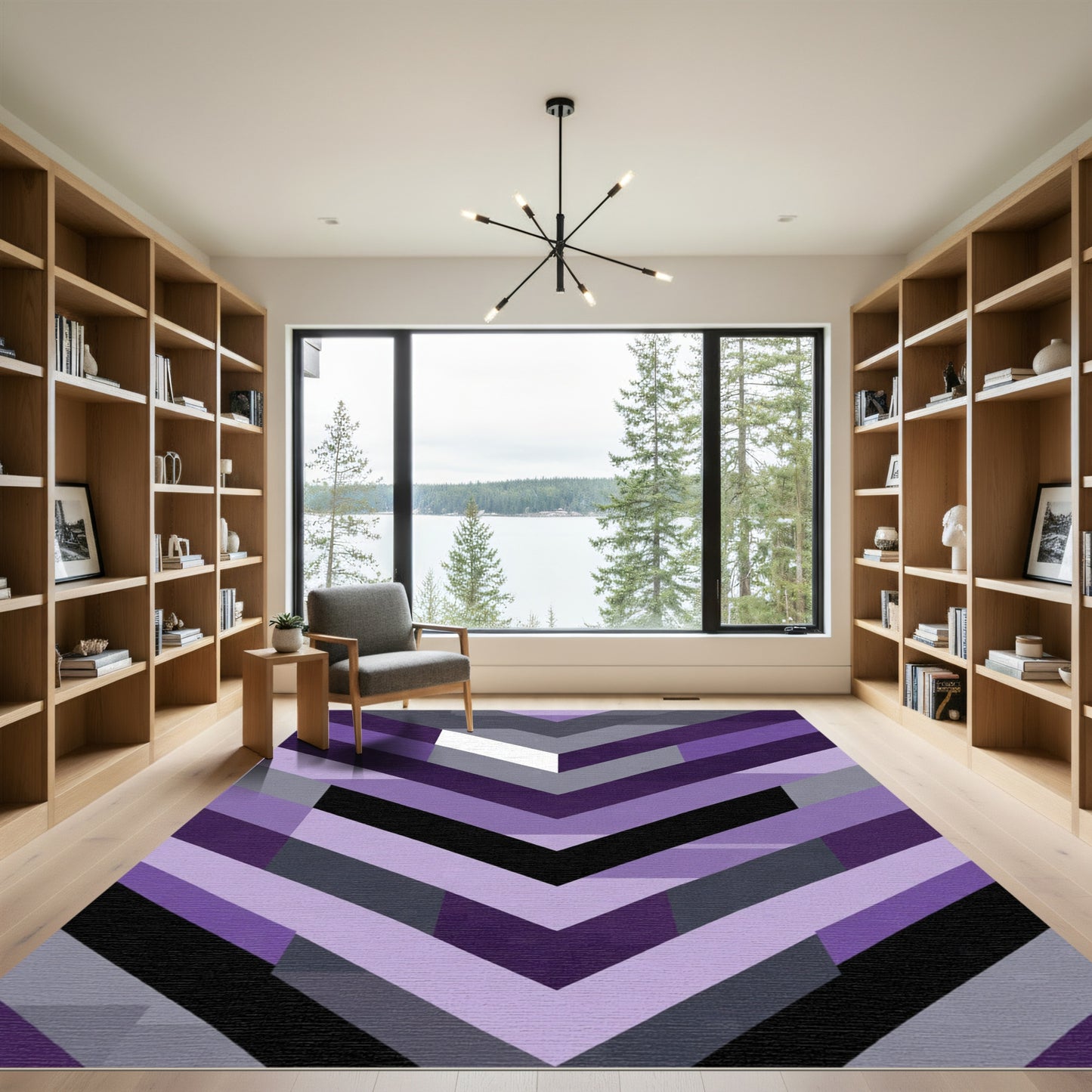 Modern Purple Chevron Geometric Rug