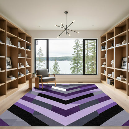 Modern Purple Chevron Geometric Rug