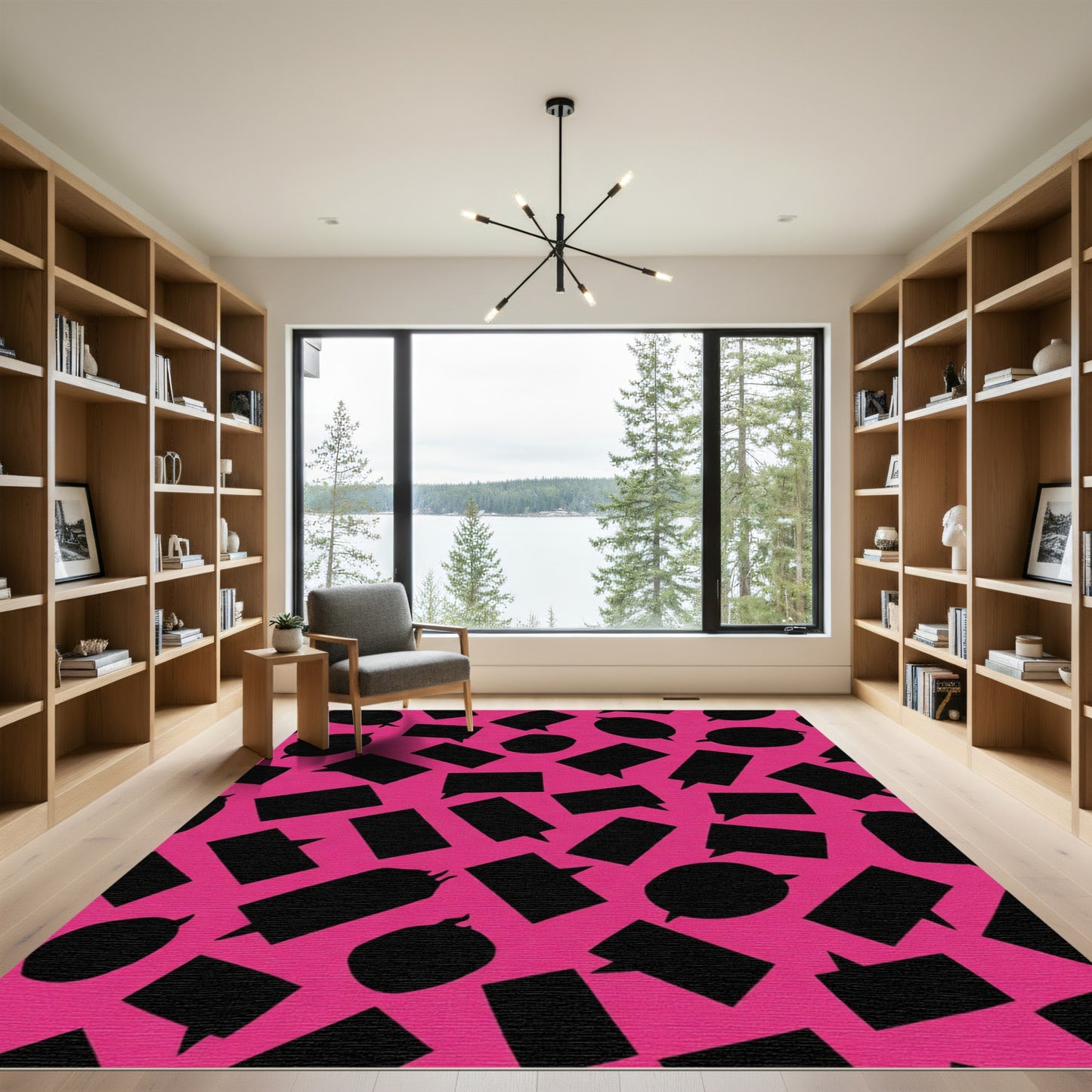Pink Black Speech Bubble Scatter Rug