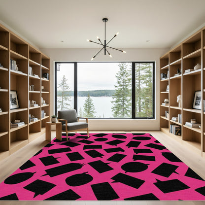 Pink Black Speech Bubble Scatter Rug