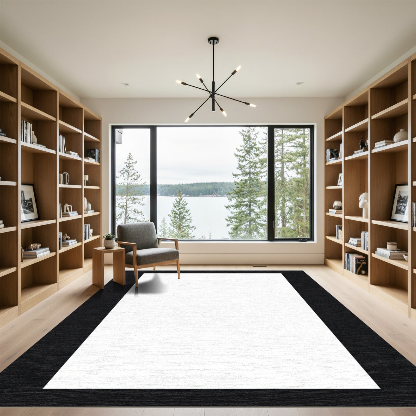 Abstract Black And White Geometric Rug