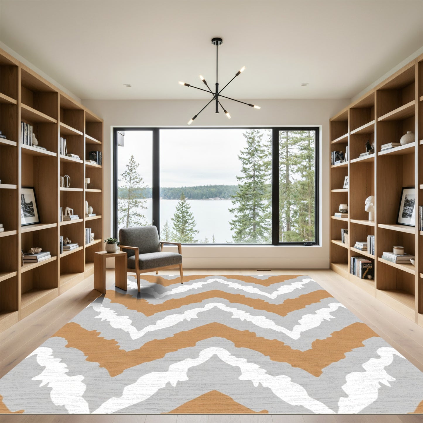 Sienna Gray White Jagged Chevron Rug