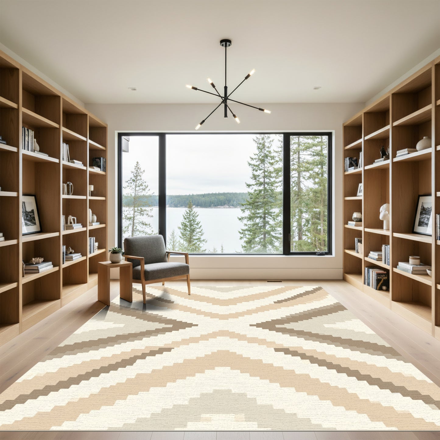 Earthy Tone Chevron Geometric Rug