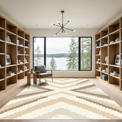 Earthy Tone Chevron Geometric Rug