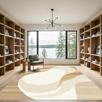 Neutral Organic Swirl Flow Rug