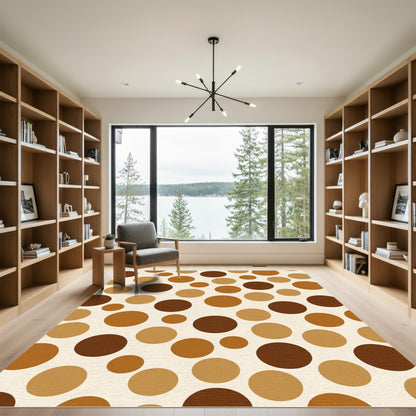Rich Earthy Tone Polka Dot Rug