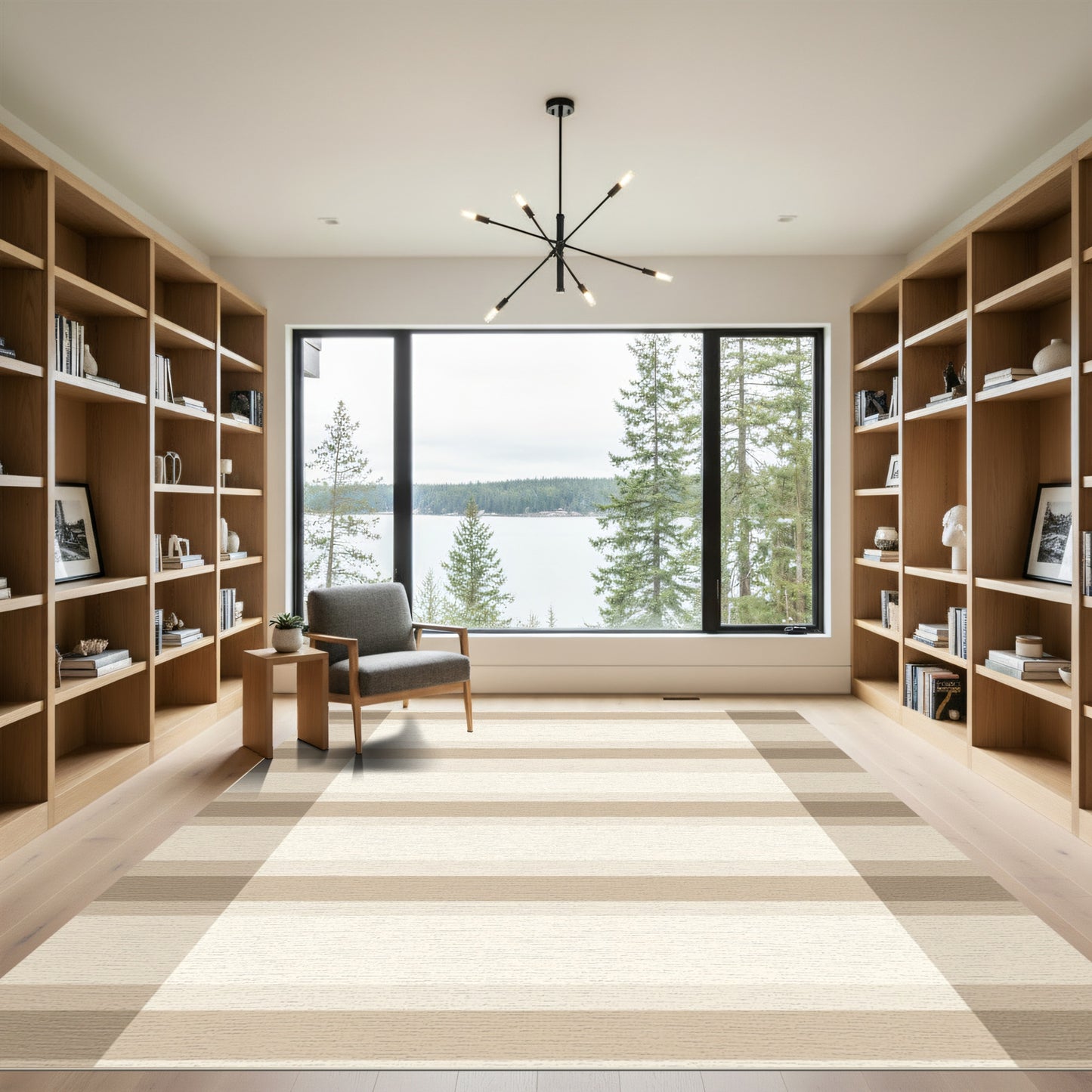 Sandy Beige Horizontal Stripe Rug