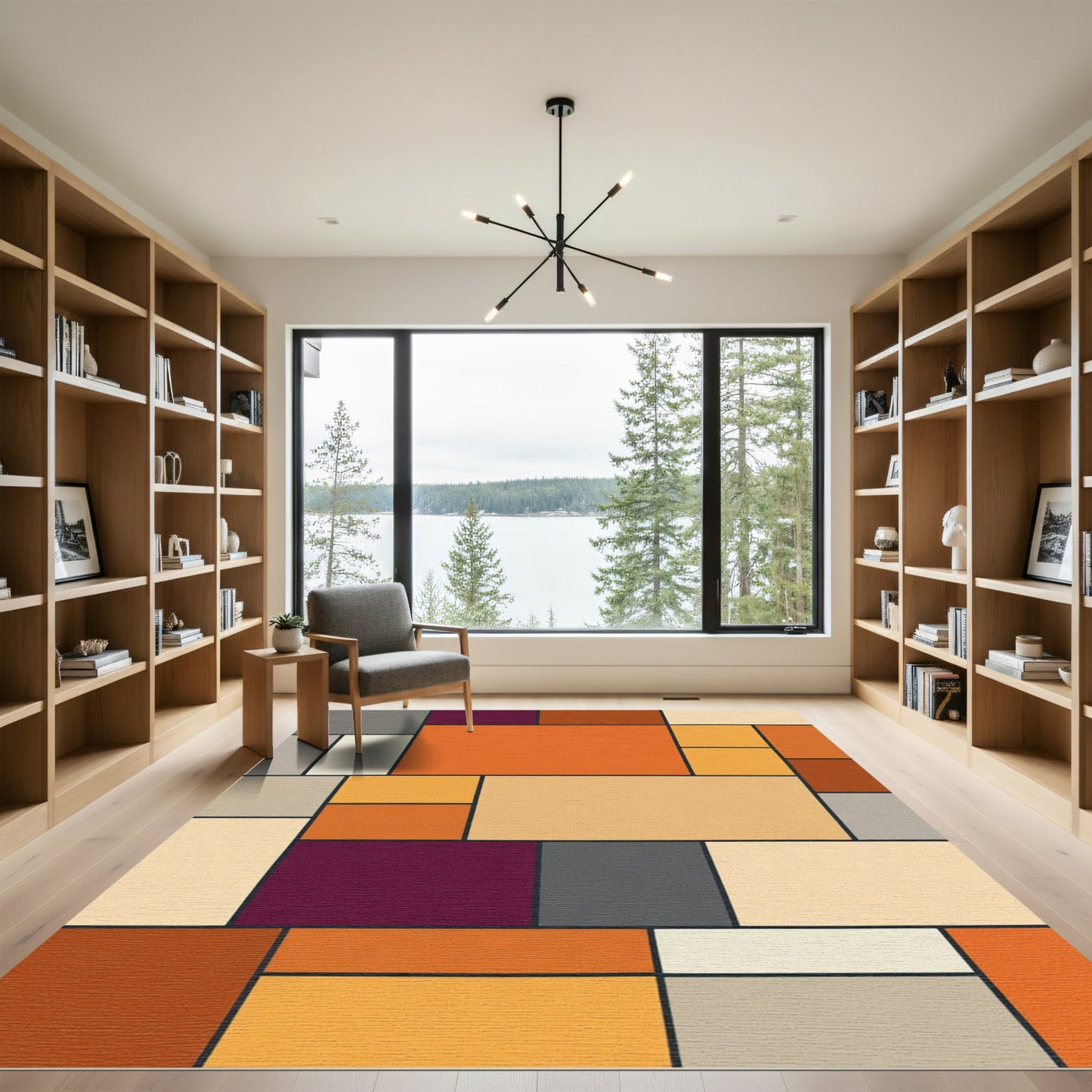 Warm Autumnal Geometric Blocks Rug