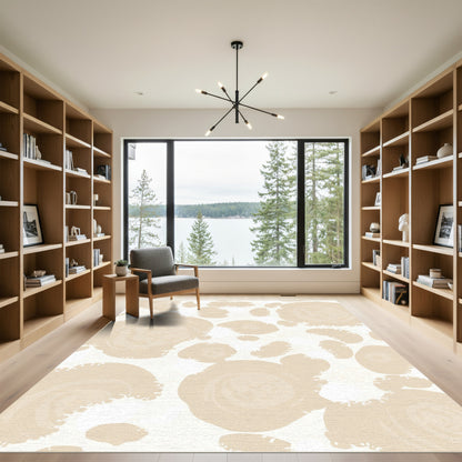 Pale Peach Abstract Organic Shapes Rug