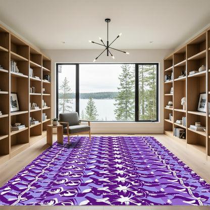 Violet Floral Rhythmic Wave Rug
