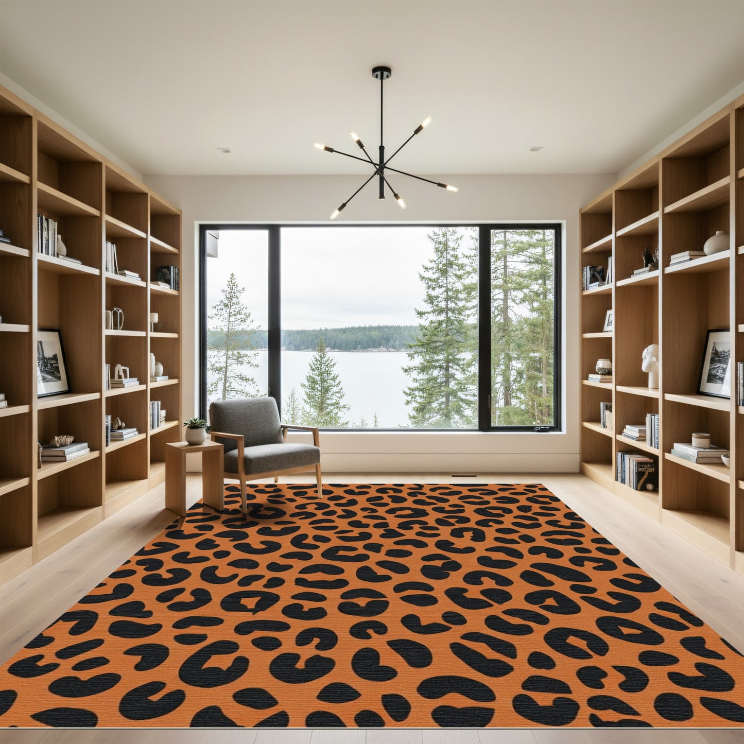 Bold Orange Black Animal Spots Rug