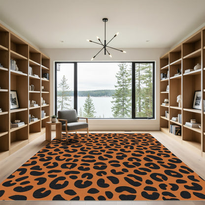 Bold Orange Black Animal Spots Rug