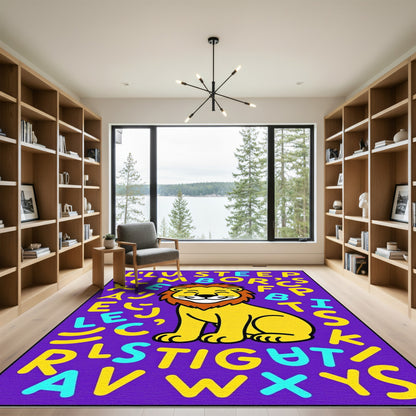 Yellow Lion Alphabet Toss Rug