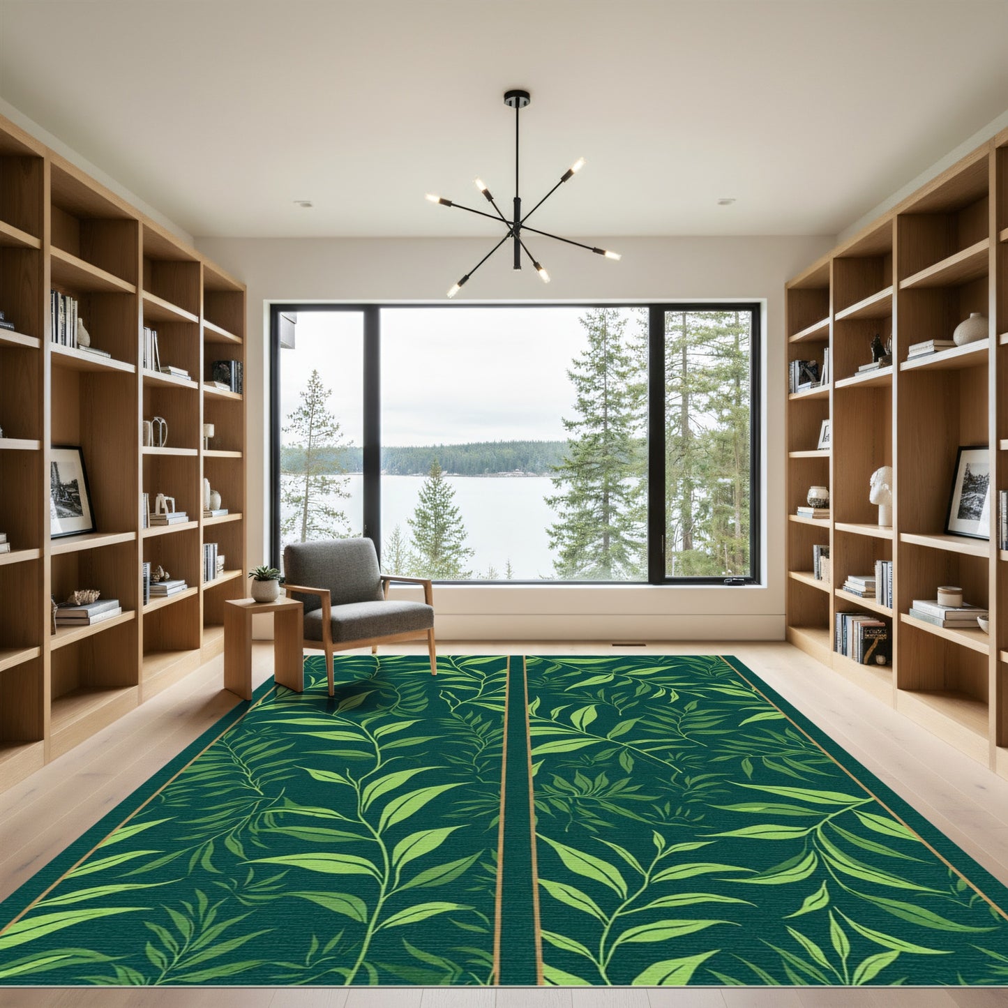 Elegant Green Leafy Branches Rug