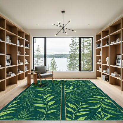 Elegant Green Leafy Branches Rug