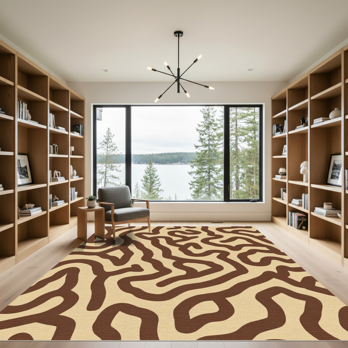 Organic Brown Labyrinth Contour Rug