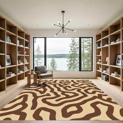 Organic Brown Labyrinth Contour Rug
