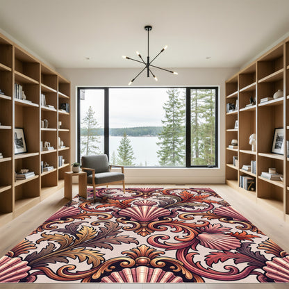 Baroque Pink Seashells and Foliage Rug