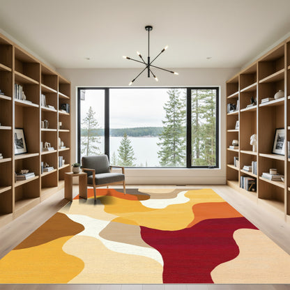 Earthy Warm Abstract Organic Shapes Rug