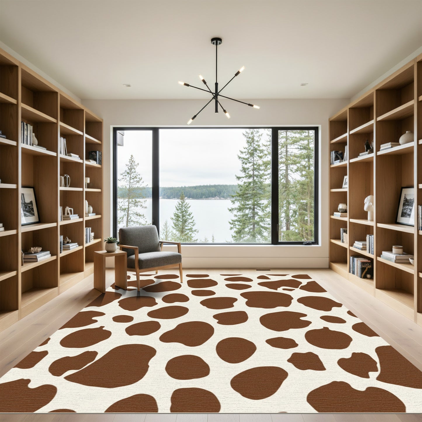 Brown and Cream Spotty Organic Shapes Rug