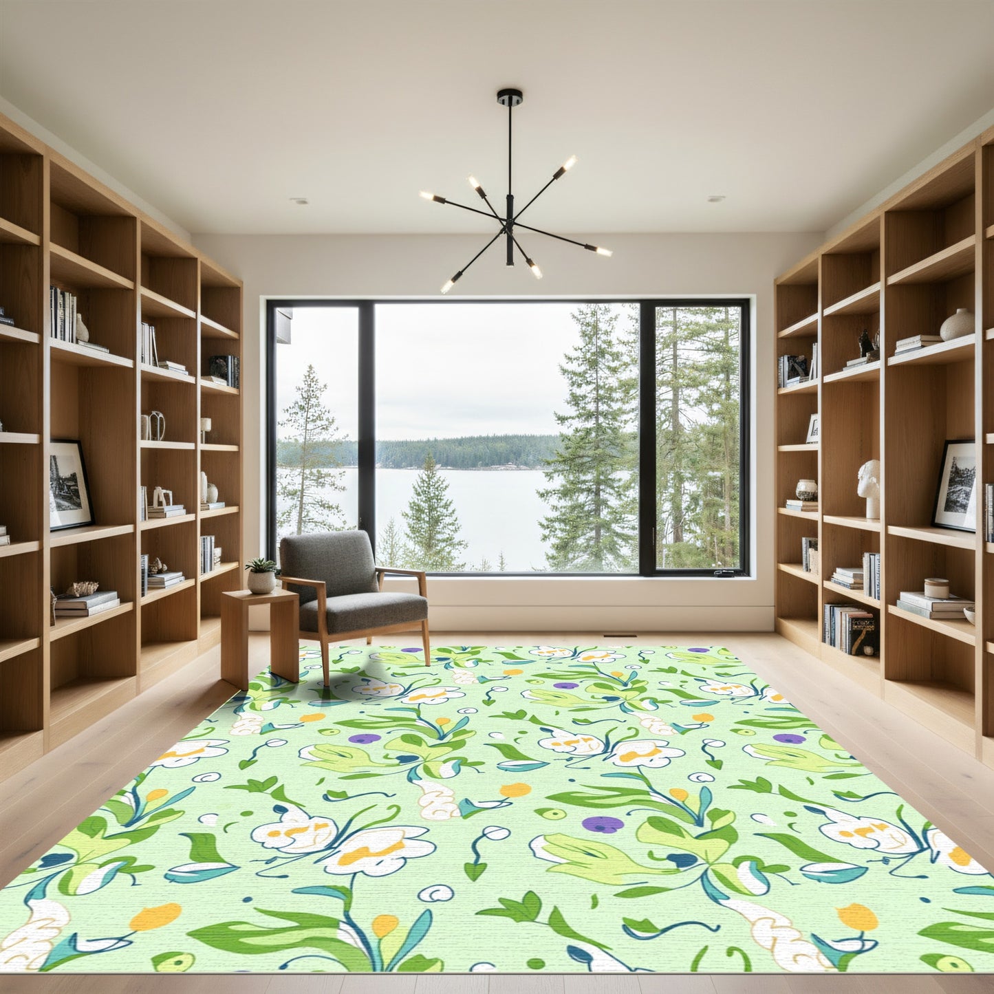 Whimsical White Botanical Garden Flourish Rug