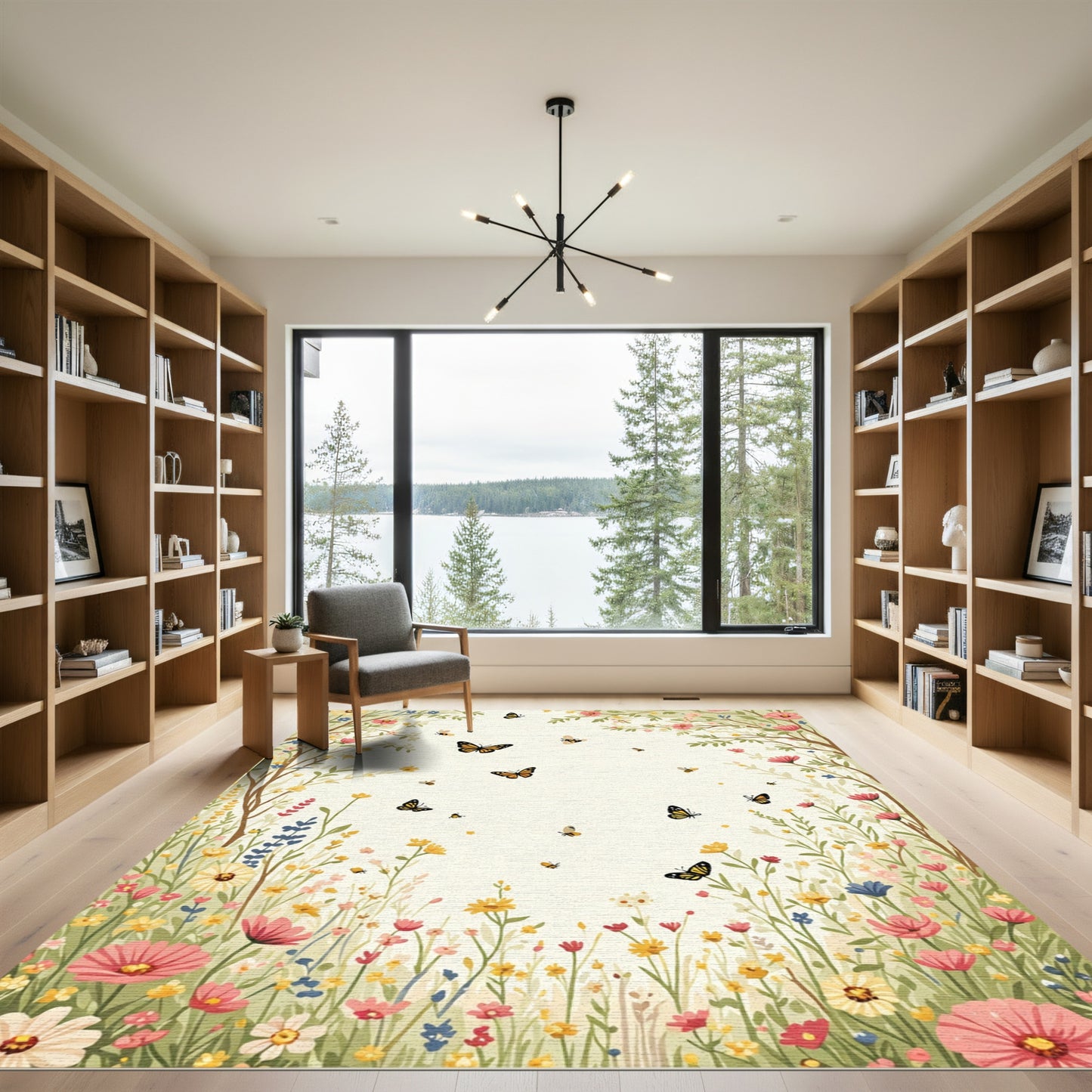 Whimsical Butterfly Meadow Garden Rug