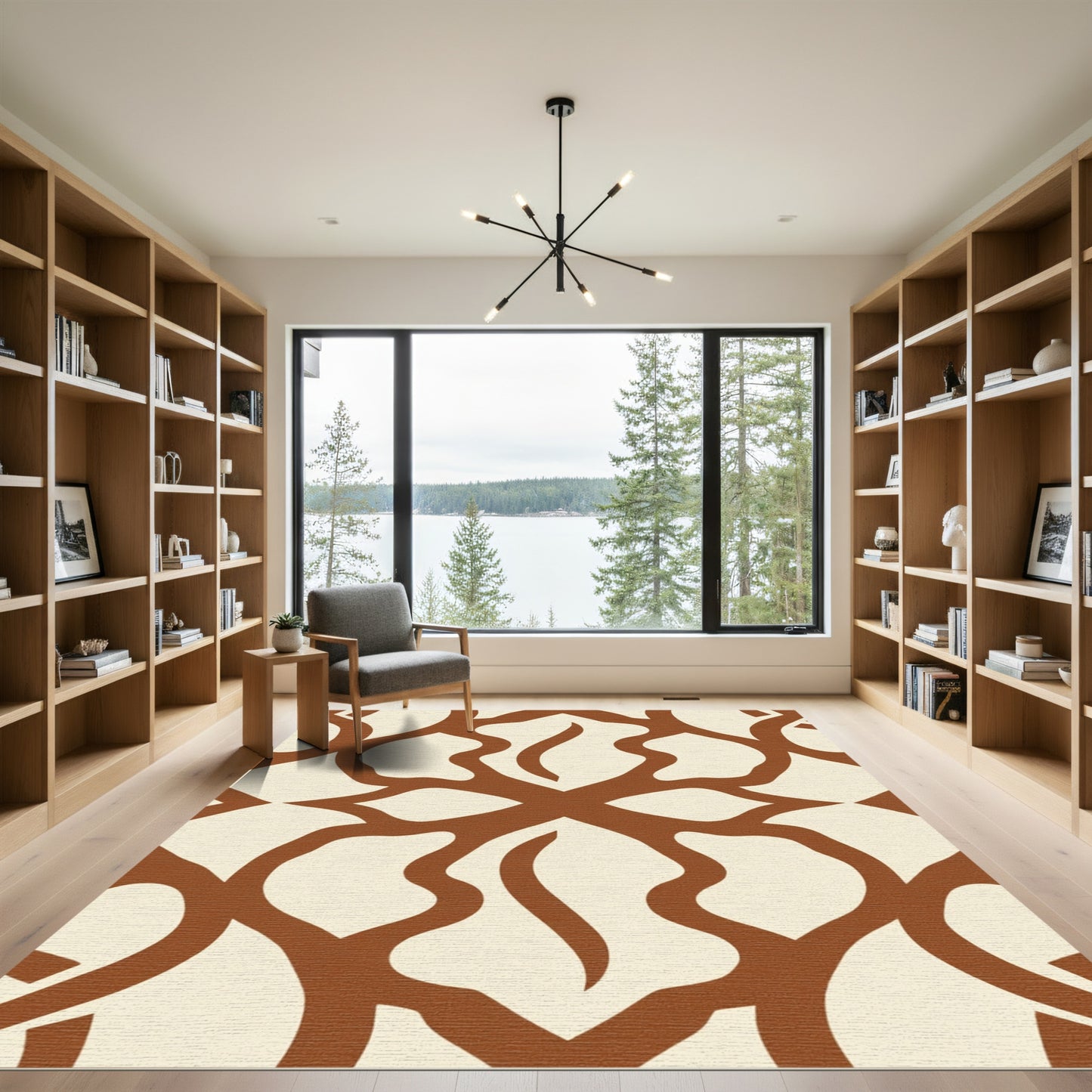 Brown Organic Interlocking Shapes Rug