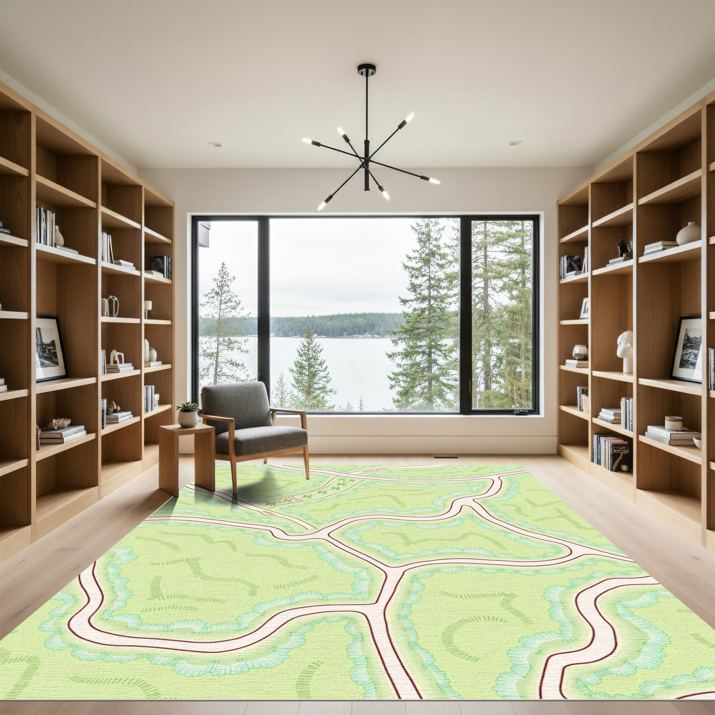 Green Animals Map Medallion Rug