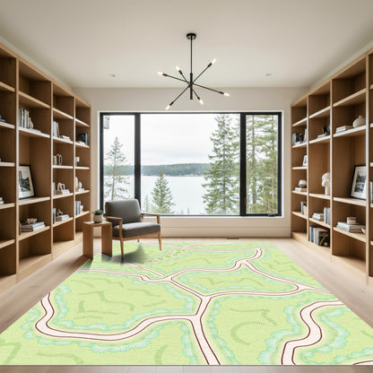 Green Animals Map Medallion Rug