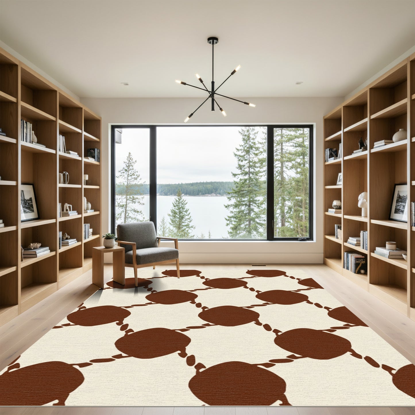 Bold Brown Ogee Link Rug