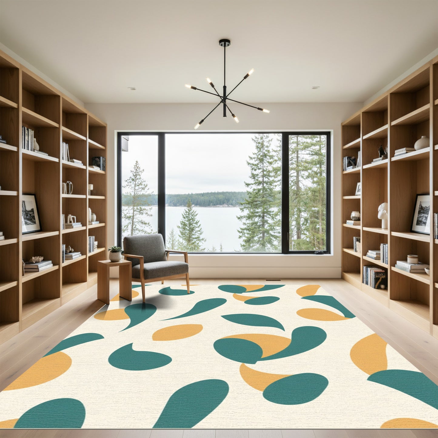 Teal Yellow Blob Abstract Harmony Rug