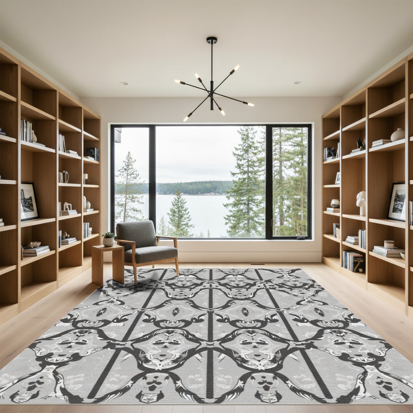 Monochromatic Abstract Scroll Savanna Rug