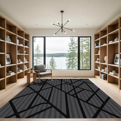 Dark Gray Geometric Intersecting Lines Rug