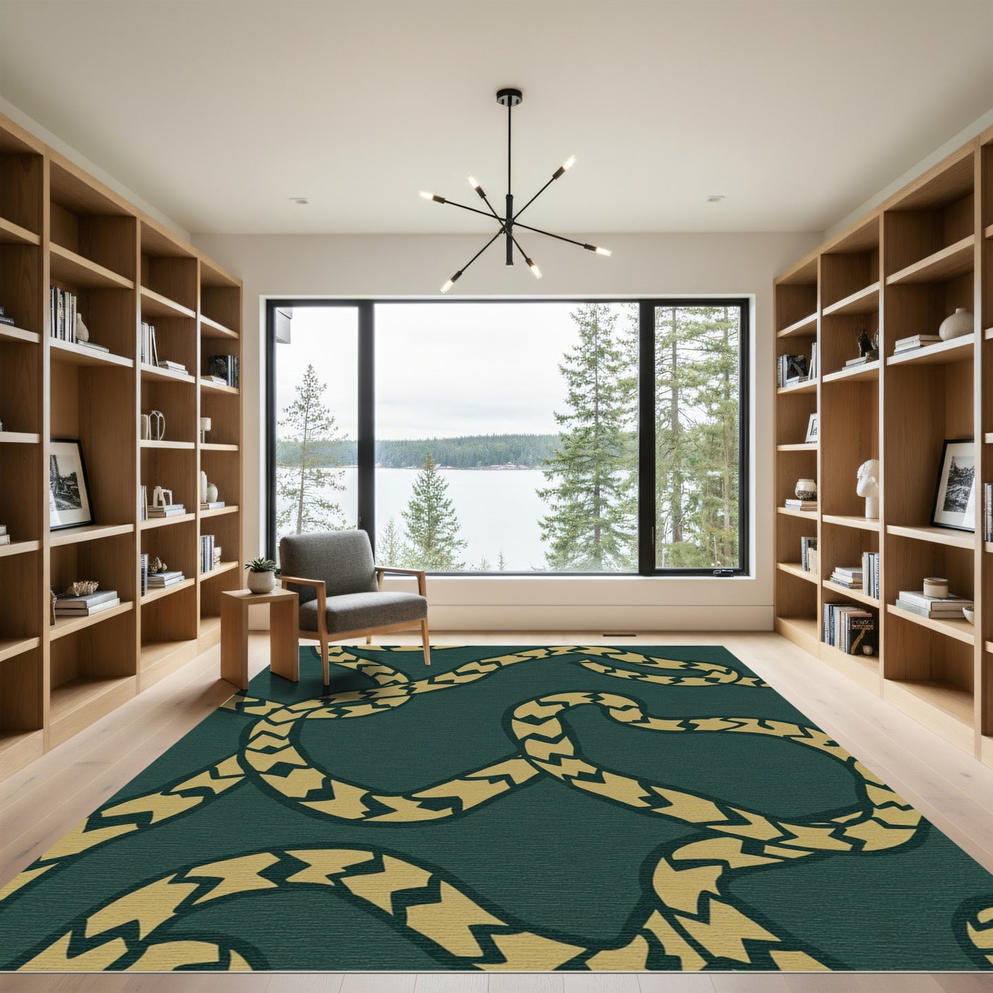 Gold Braided Rope Teal Rug