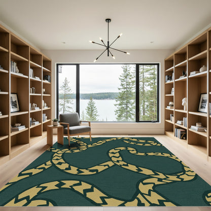 Gold Braided Rope Teal Rug