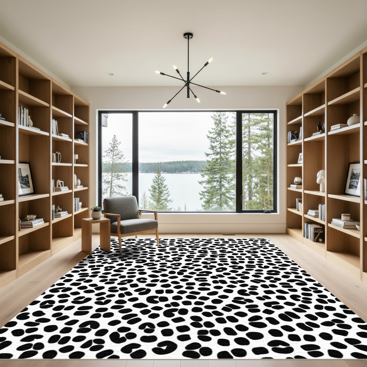 Bold Black Spots Contemporary Rug