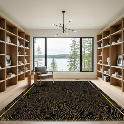 Black Gold Organic Swirls Rug